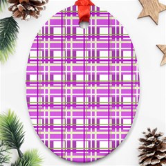 Purple plaid pattern Oval Ornament (Two Sides) from ArtsNow.com Back