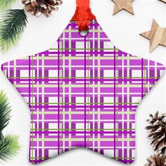 Purple plaid pattern Star Ornament (Two Sides)  from ArtsNow.com Front