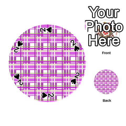 Purple plaid pattern Playing Cards 54 (Round)  from ArtsNow.com Front - Spade2