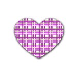 Purple plaid pattern Rubber Coaster (Heart) 