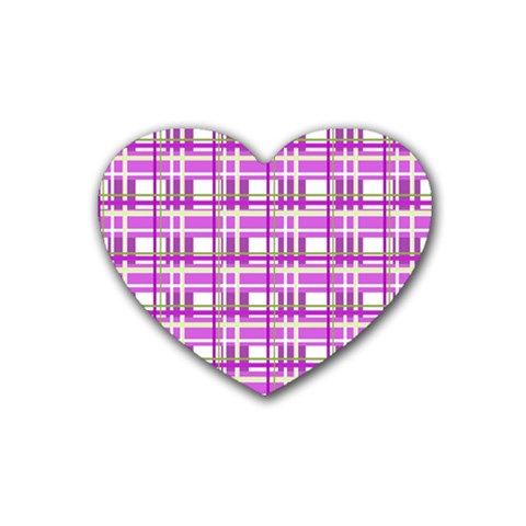 Purple plaid pattern Heart Coaster (4 pack)  from ArtsNow.com Front