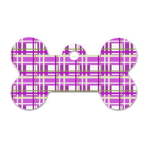 Purple plaid pattern Dog Tag Bone (One Side) from ArtsNow.com Front