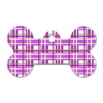 Purple plaid pattern Dog Tag Bone (One Side)