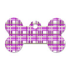 Purple plaid pattern Dog Tag Bone (Two Sides) from ArtsNow.com Back