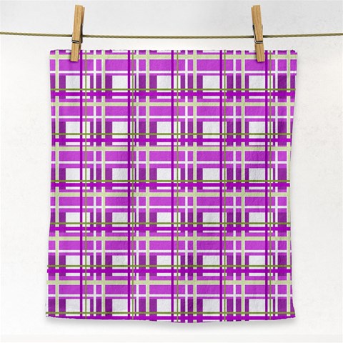 Purple plaid pattern Face Towel from ArtsNow.com Front