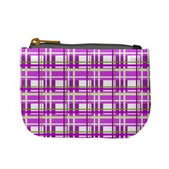Purple plaid pattern Mini Coin Purses from ArtsNow.com Front