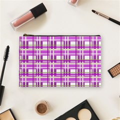 Purple plaid pattern Cosmetic Bag (Medium)  from ArtsNow.com Front