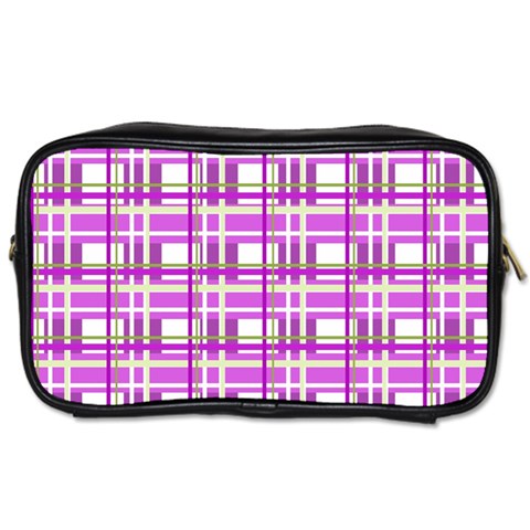 Purple plaid pattern Toiletries Bags 2 Front