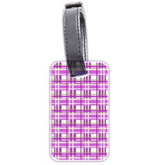 Purple plaid pattern Luggage Tags (Two Sides) from ArtsNow.com Front