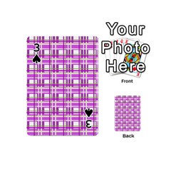 Purple plaid pattern Playing Cards 54 (Mini)  from ArtsNow.com Front - Spade3