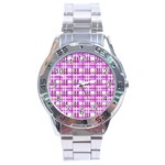 Purple plaid pattern Stainless Steel Analogue Watch