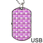 Purple plaid pattern Dog Tag USB Flash (One Side)