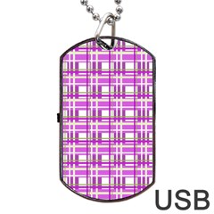 Purple plaid pattern Dog Tag USB Flash (Two Sides)  from ArtsNow.com Front