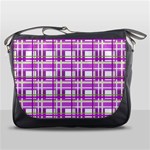 Purple plaid pattern Messenger Bags