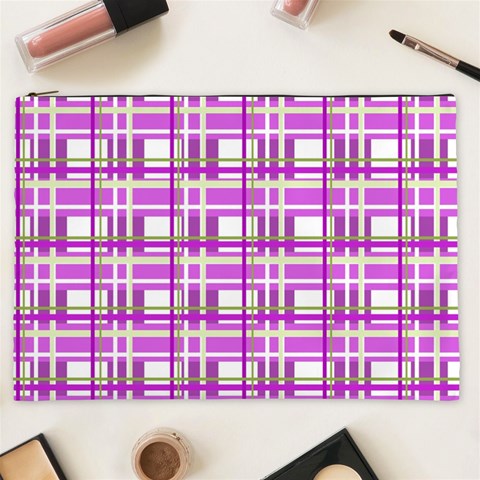 Purple plaid pattern Cosmetic Bag (XXL)  from ArtsNow.com Front
