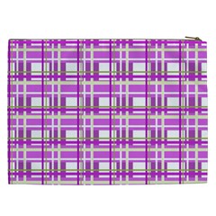 Purple plaid pattern Cosmetic Bag (XXL)  from ArtsNow.com Back