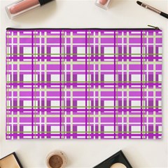 Purple plaid pattern Cosmetic Bag (XXXL)  from ArtsNow.com Back