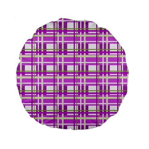 Purple plaid pattern Standard 15  Premium Round Cushions from ArtsNow.com Front