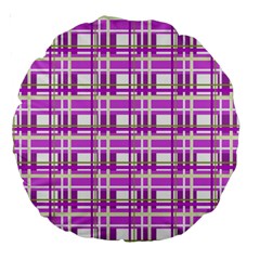 Purple plaid pattern Large 18  Premium Round Cushions from ArtsNow.com Front