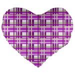 Purple plaid pattern Large 19  Premium Heart Shape Cushions