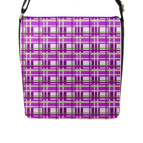 Purple plaid pattern Flap Messenger Bag (L)  from ArtsNow.com Front