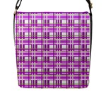 Purple plaid pattern Flap Messenger Bag (L) 