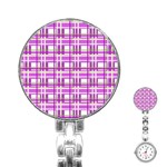 Purple plaid pattern Stainless Steel Nurses Watch