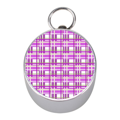 Purple plaid pattern Mini Silver Compasses from ArtsNow.com Front