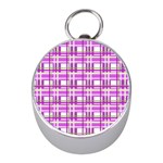 Purple plaid pattern Mini Silver Compasses