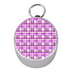 Purple plaid pattern Mini Silver Compasses