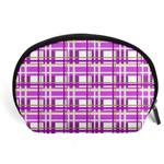 Purple plaid pattern Accessory Pouches (Large) 