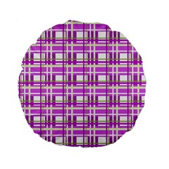 Purple plaid pattern Standard 15  Premium Flano Round Cushions from ArtsNow.com Back