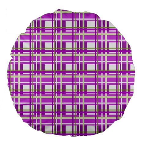 Purple plaid pattern Large 18  Premium Flano Round Cushions from ArtsNow.com Front