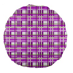 Purple plaid pattern Large 18  Premium Flano Round Cushions from ArtsNow.com Front