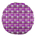 Purple plaid pattern Large 18  Premium Flano Round Cushions