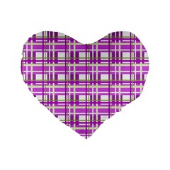 Purple plaid pattern Standard 16  Premium Flano Heart Shape Cushions from ArtsNow.com Front