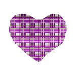 Purple plaid pattern Standard 16  Premium Flano Heart Shape Cushions