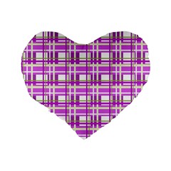 Purple plaid pattern Standard 16  Premium Flano Heart Shape Cushions from ArtsNow.com Back