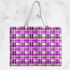 Purple plaid pattern Zipper Mini Tote Bag from ArtsNow.com Front