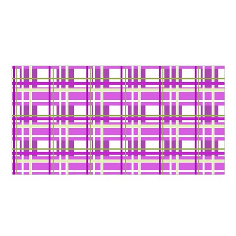 Purple plaid pattern Satin Shawl from ArtsNow.com Front