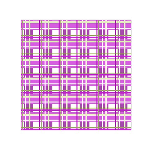 Purple plaid pattern Small Satin Scarf (Square) from ArtsNow.com Front