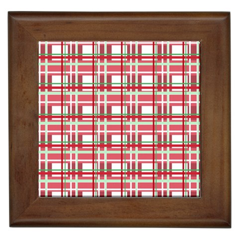 Red plaid pattern Framed Tiles from ArtsNow.com Front