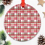 Red plaid pattern Ornament (Round) 