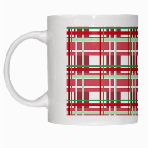 Red plaid pattern White Mugs from ArtsNow.com Left