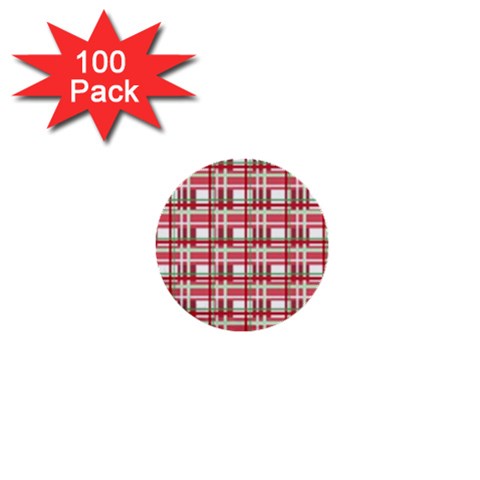 Red plaid pattern 1  Mini Buttons (100 pack)  from ArtsNow.com Front