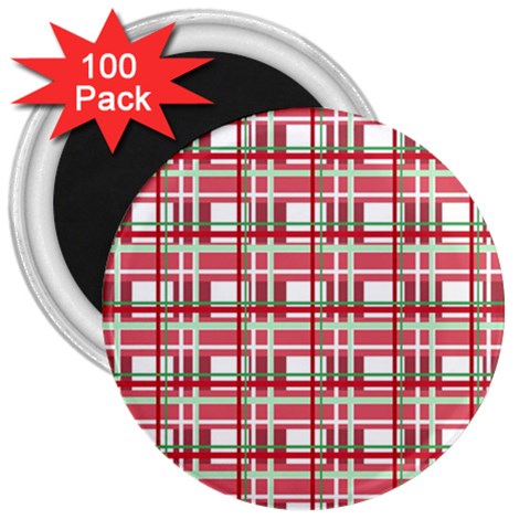 Red plaid pattern 3  Magnets (100 pack) from ArtsNow.com Front