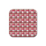 Red plaid pattern Rubber Square Coaster (4 pack) 