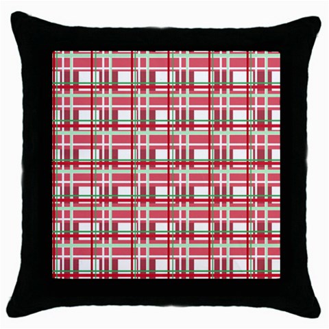 Red plaid pattern Throw Pillow Case (Black) from ArtsNow.com Front