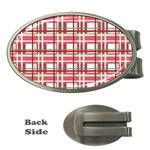 Red plaid pattern Money Clips (Oval) 