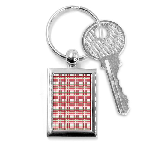 Red plaid pattern Key Chains (Rectangle)  from ArtsNow.com Front